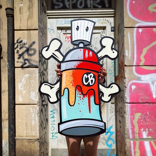 Spraycan with crossed bones 