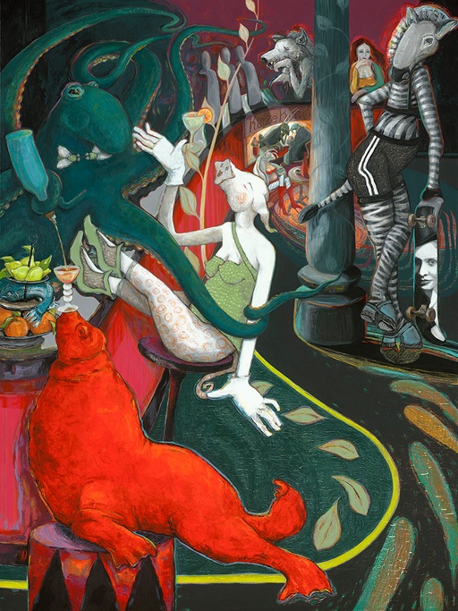 An der Ecke | Triptychon |  Der Barkeeper | Die Tänzer | Die Spieler | 2020