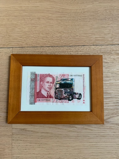 Scania Truck Siebdruck auf Bulgarische Geldschein Leva