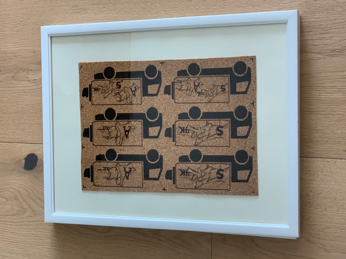 Dosen Truck Siebdruck auf Kork 